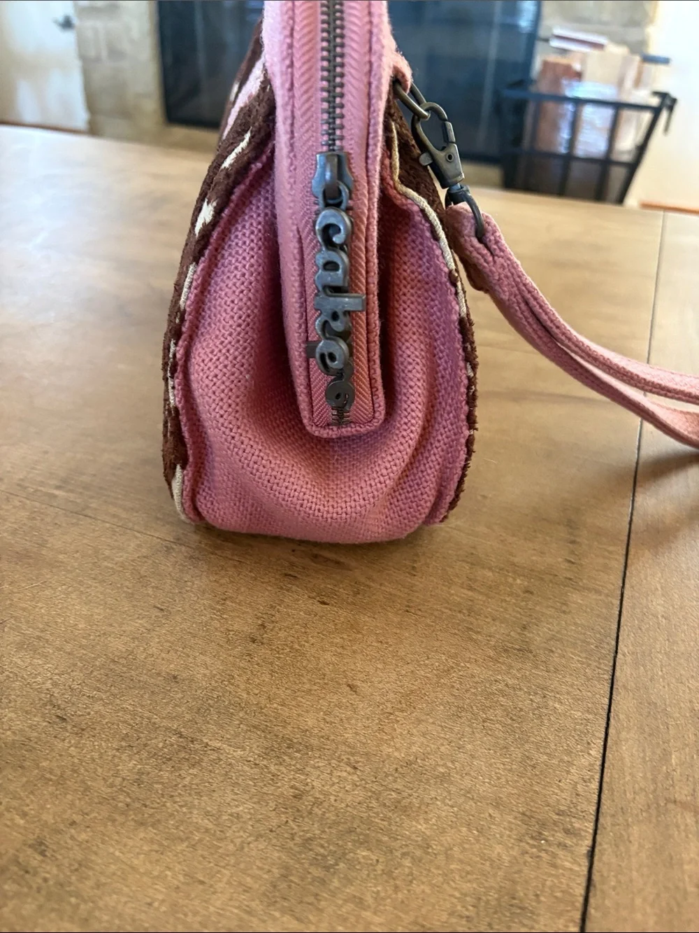 Cake Pink and Brown Damask Travel Pouch Set